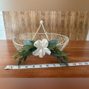 White Wire Flower Basket for Flower Girl at Wedding